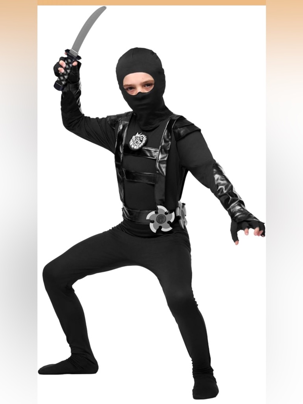 NWT Sz Md 8-10 Black Ninja Kids Costume Spooktacular Creations